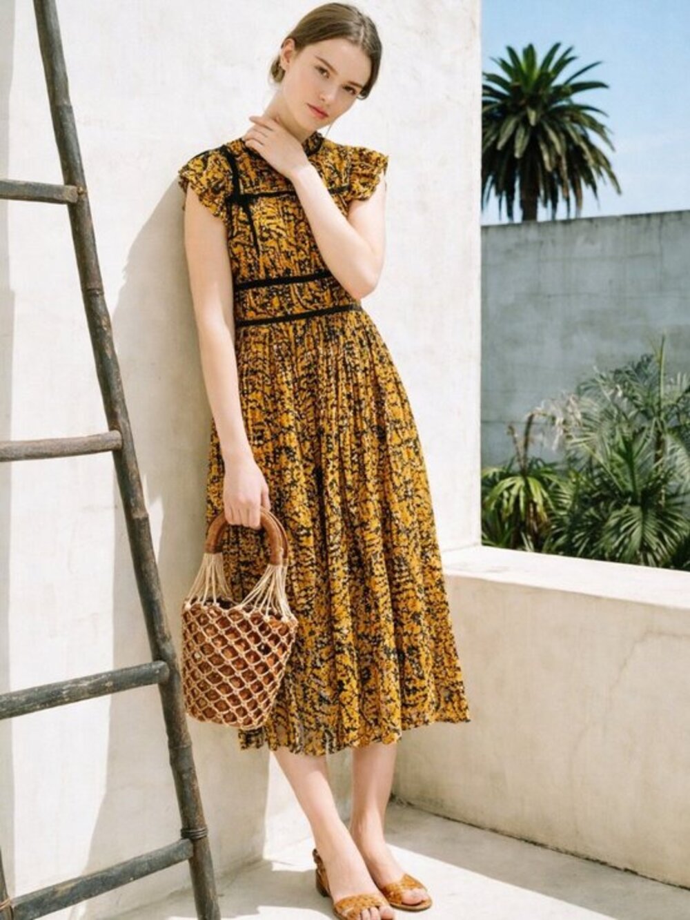 Ulla Johnson Amari Dress Marigold‎ Size 0 NWT Midi Orange Black - Picture 17 of 17